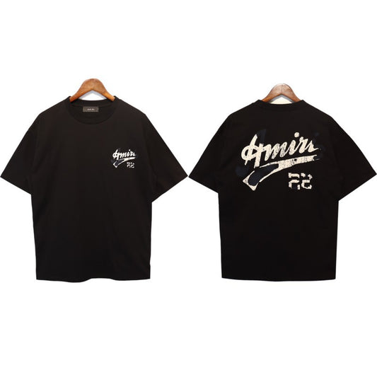 Amiri Ink Splash Camouflage Graffiti T-Shirt for Couples