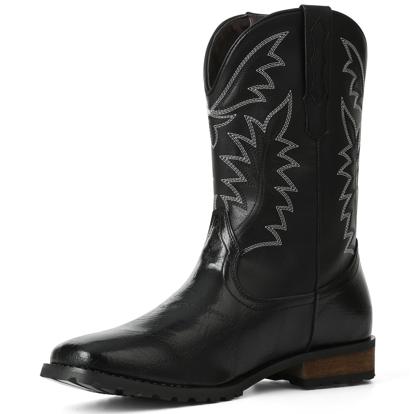 SaraIris Mens Black Cowboy Boots Western Boots Working Boots Round Toe Boots Pull On Boots Cowgirl Boots for Women