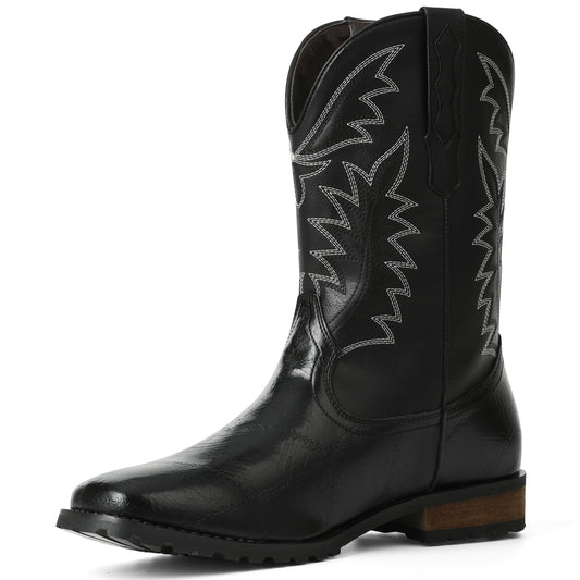 SaraIris Mens Black Cowboy Boots Western Boots Working Boots Round Toe Boots Pull On Boots Cowgirl Boots for Women