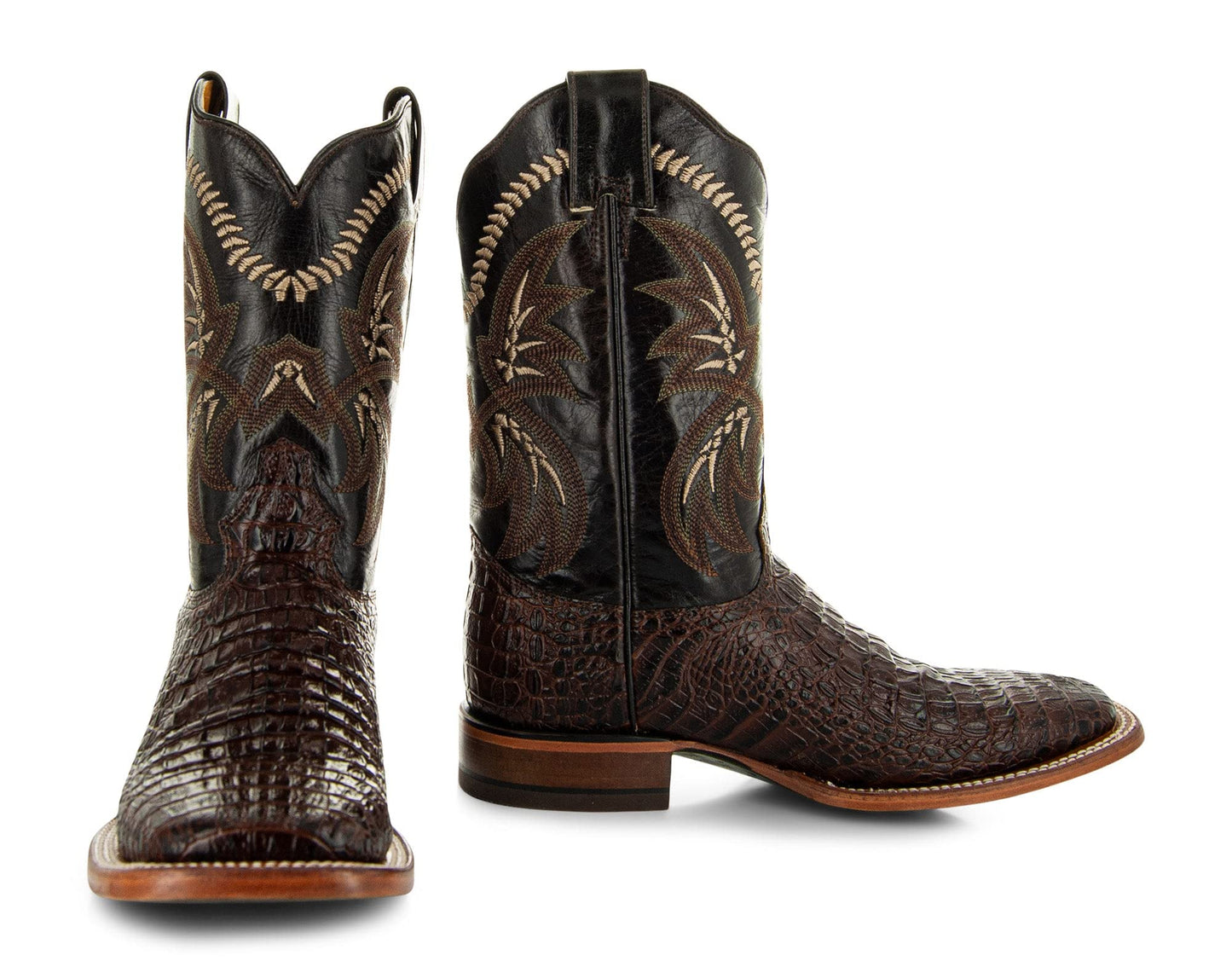 Soto Boots Mens Caiman Belly Print Cowboy Boots H4001 (Brown7)